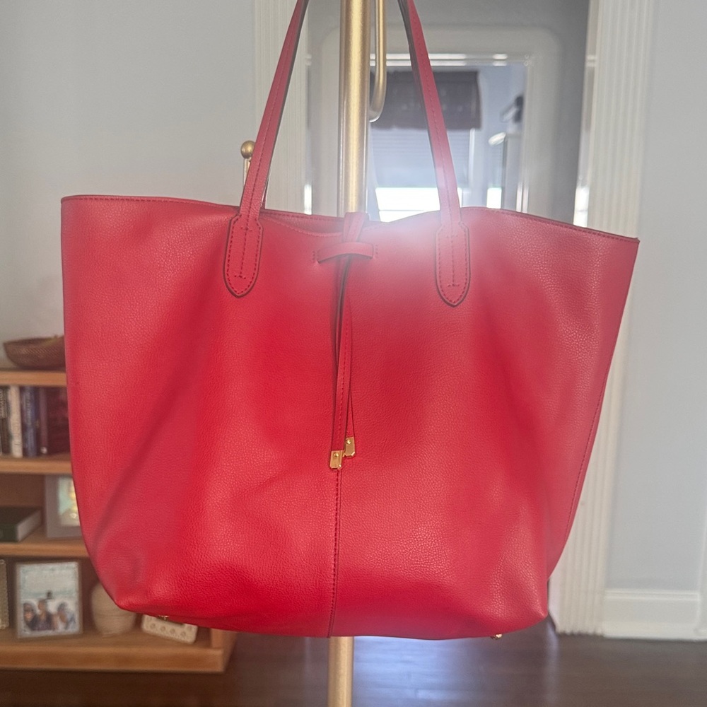 Lauren Ralph Lauren Vibrant Red Leather Tote